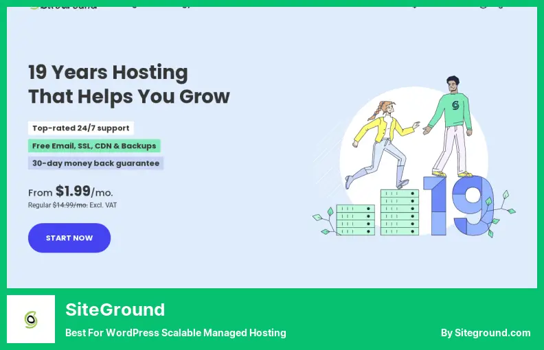 SiteGround - Melhor para WordPress Scalable Managed Hosting