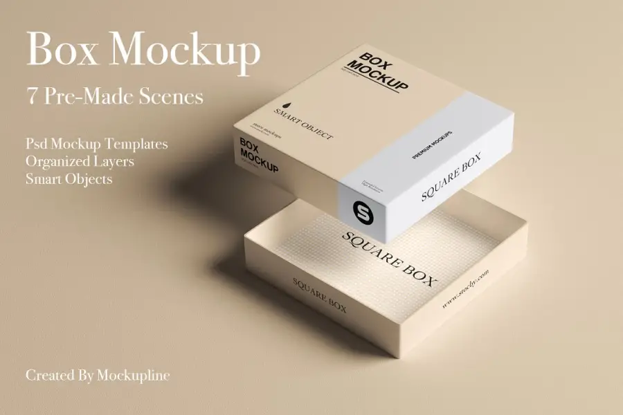 Mockup-Set für quadratische Boxen -