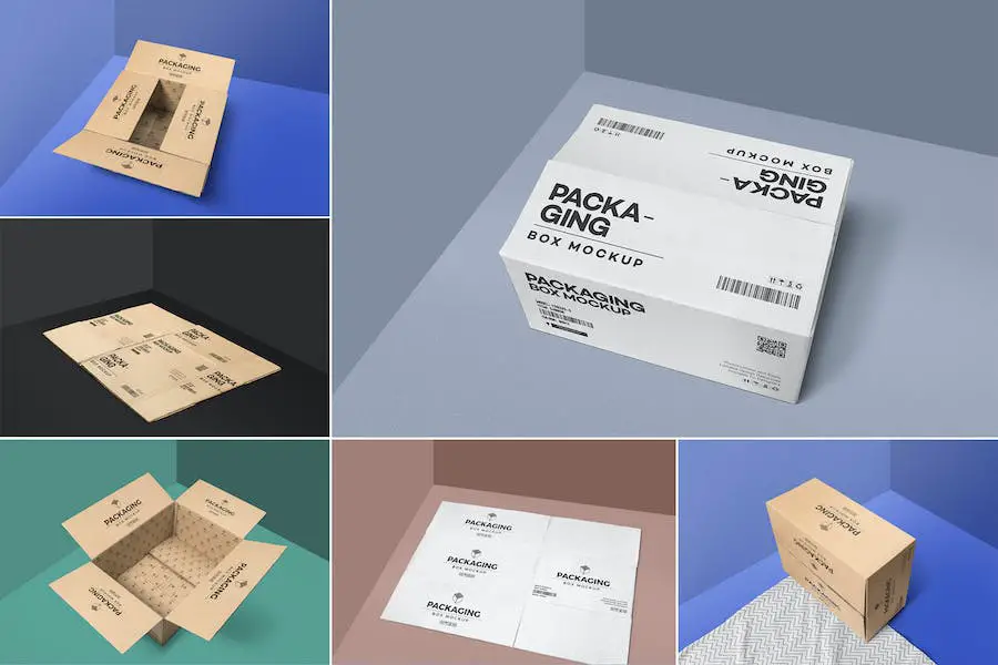 6 Mockups de Cajas de Empaque -