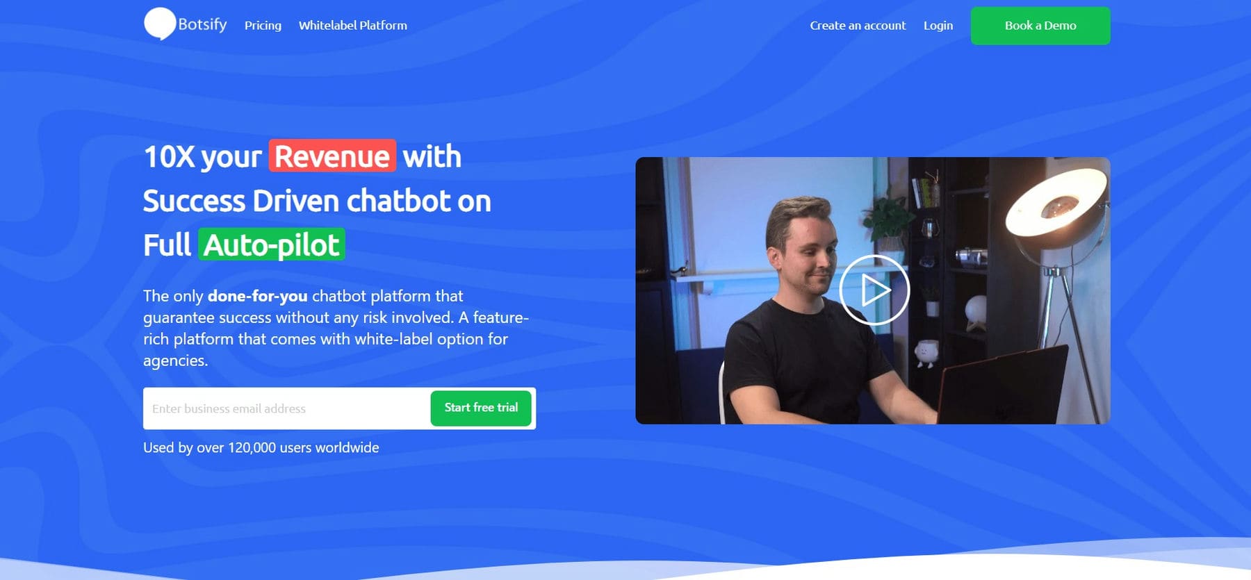 Botsify AI Chatbot Page d'accueil avril 2023