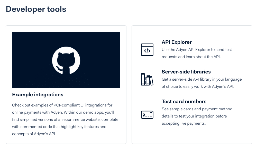 Adyen 提供了丰富的开发人员文档