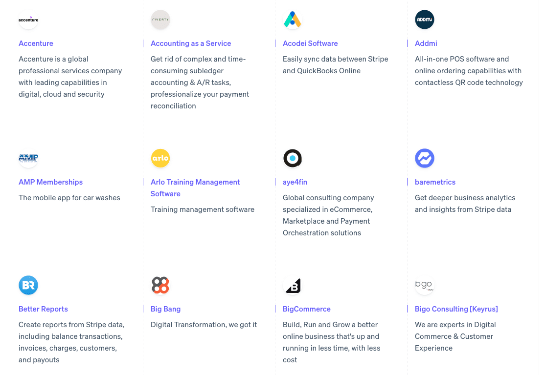 Stripe membanggakan perpustakaan integrasi yang luas