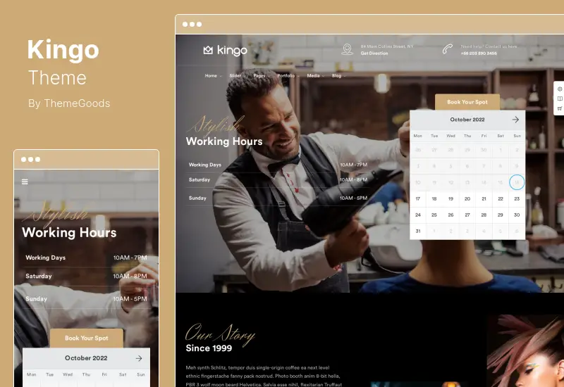 Kingo Teması - Küçük İşletmeler için Rezervasyon WordPress Teması