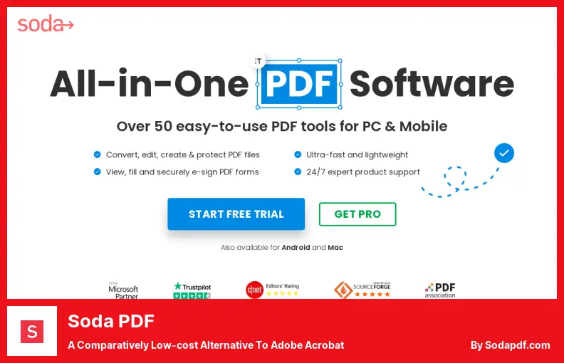 Soda PDF - Adob​​e Acrobat の比較的低コストの代替手段