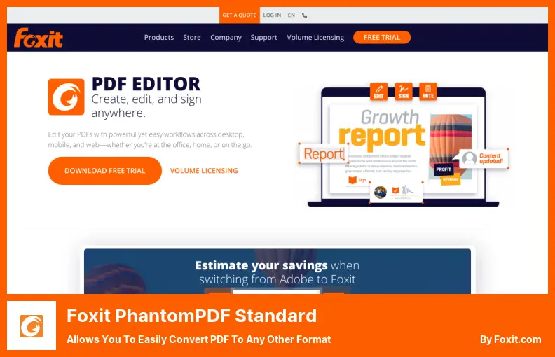 Foxit PhantomPDF Standard - Memungkinkan Anda Mengonversi PDF ke Format Lain dengan Mudah