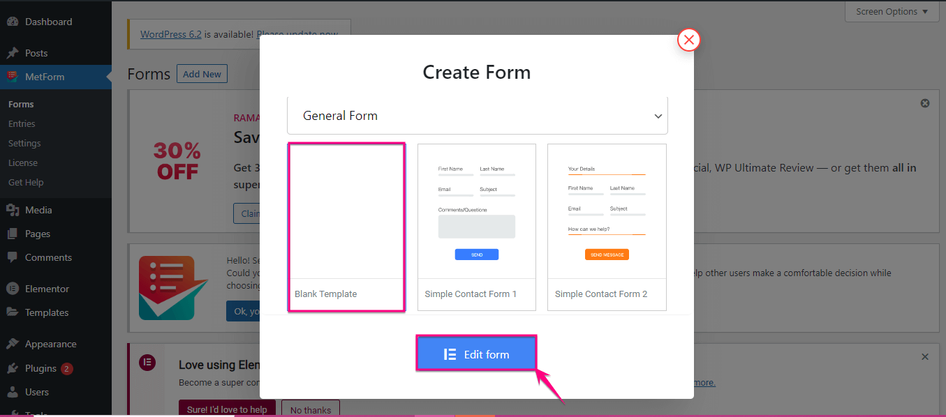 MetForm kullanarak bir form oluşturun