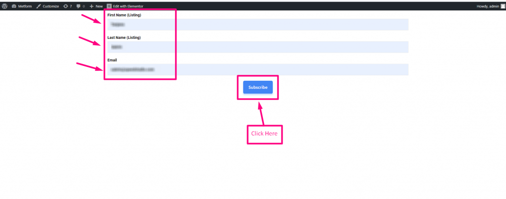 Pruebe el formulario ActiveCampaign WordPress creado con MetForm