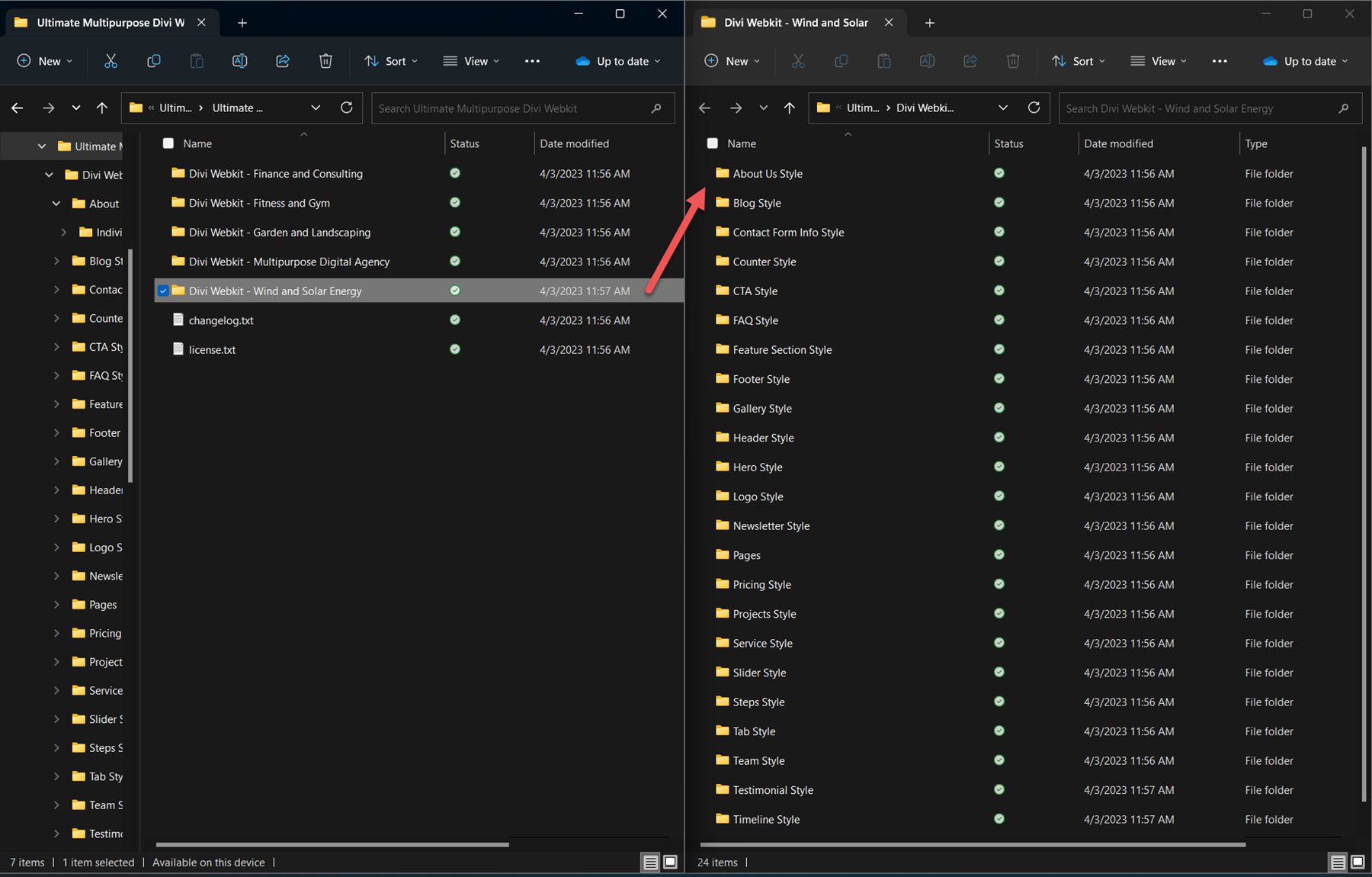 สุดยอดโครงสร้างไฟล์ Divi Webkit อเนกประสงค์