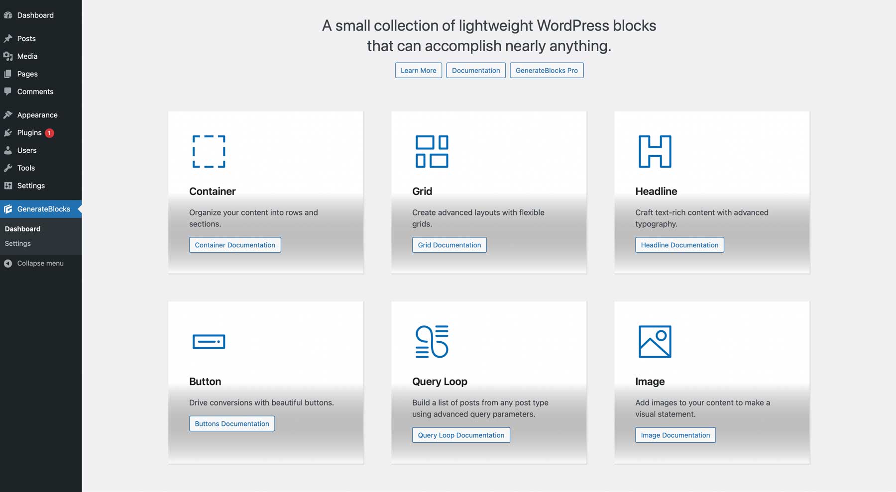 plug-in GenerateBlocks