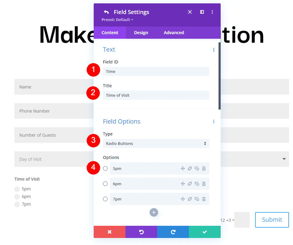 Esempio di modello di messaggio di prenotazione del ristorante