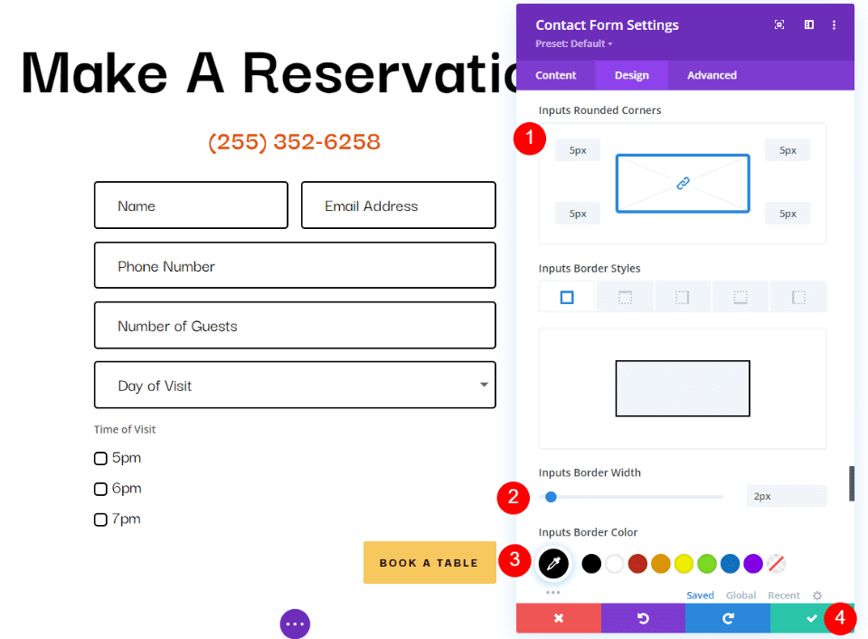 Esempio di modello di messaggio di prenotazione del ristorante