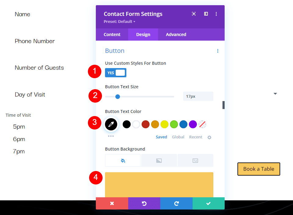 Esempio di modello di messaggio di prenotazione del ristorante