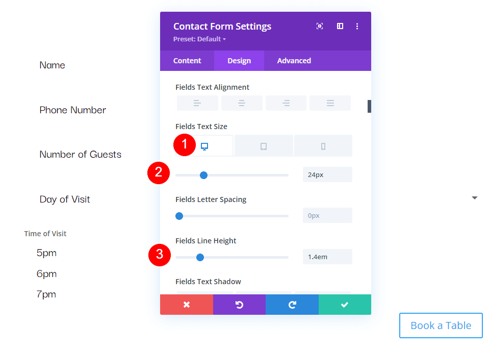 Esempio di modello di messaggio di prenotazione del ristorante