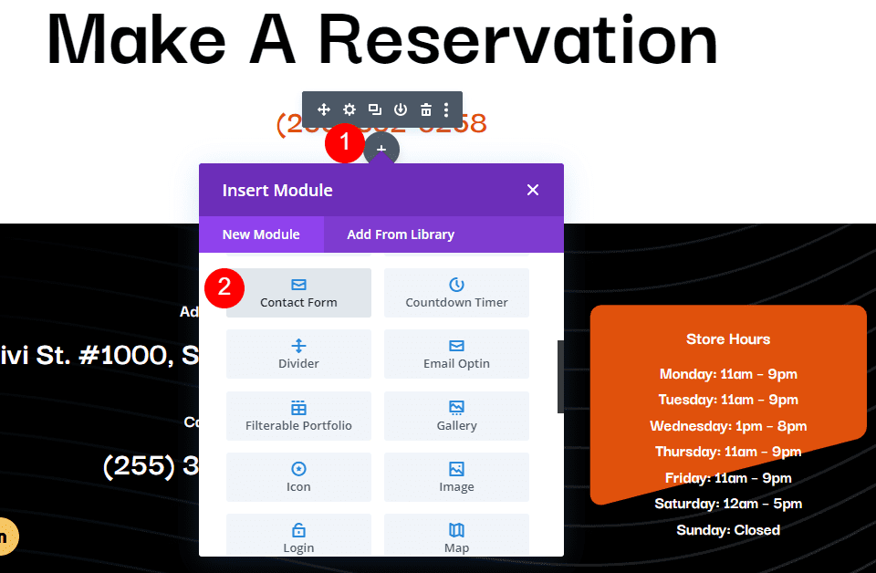 Ejemplo de patrón de mensaje de reserva de restaurante