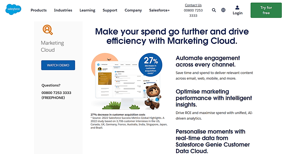 HubSpot vs Salesforce: strona główna Salesforce