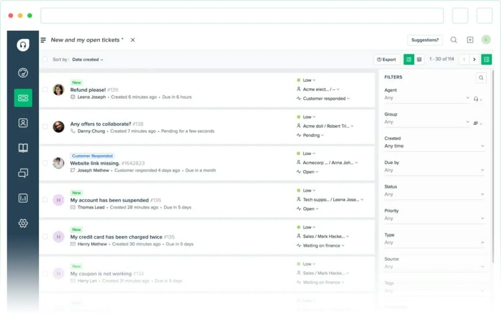 Perfil del cliente en la solución de mesa de ayuda de Freshdesk