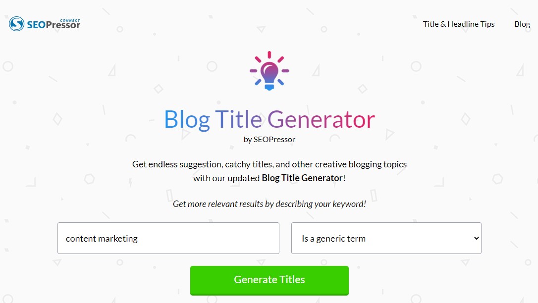 SEOPressor Blog Title Generator