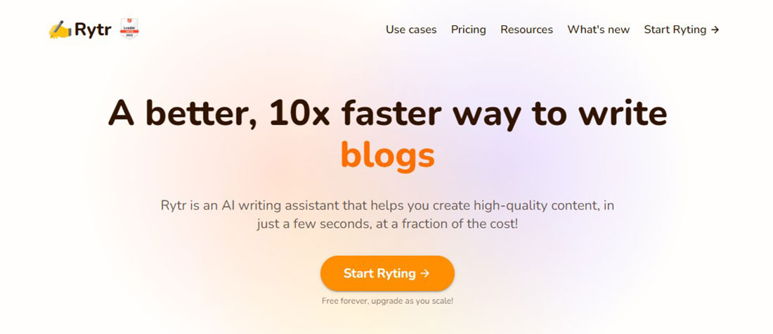 Rytr - Melhor Escritor de IA, Gerador de Conteúdo e Assistente de Escrita