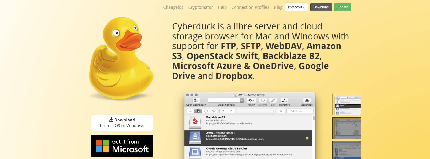 ไคลเอนต์ CyberDuck FTP