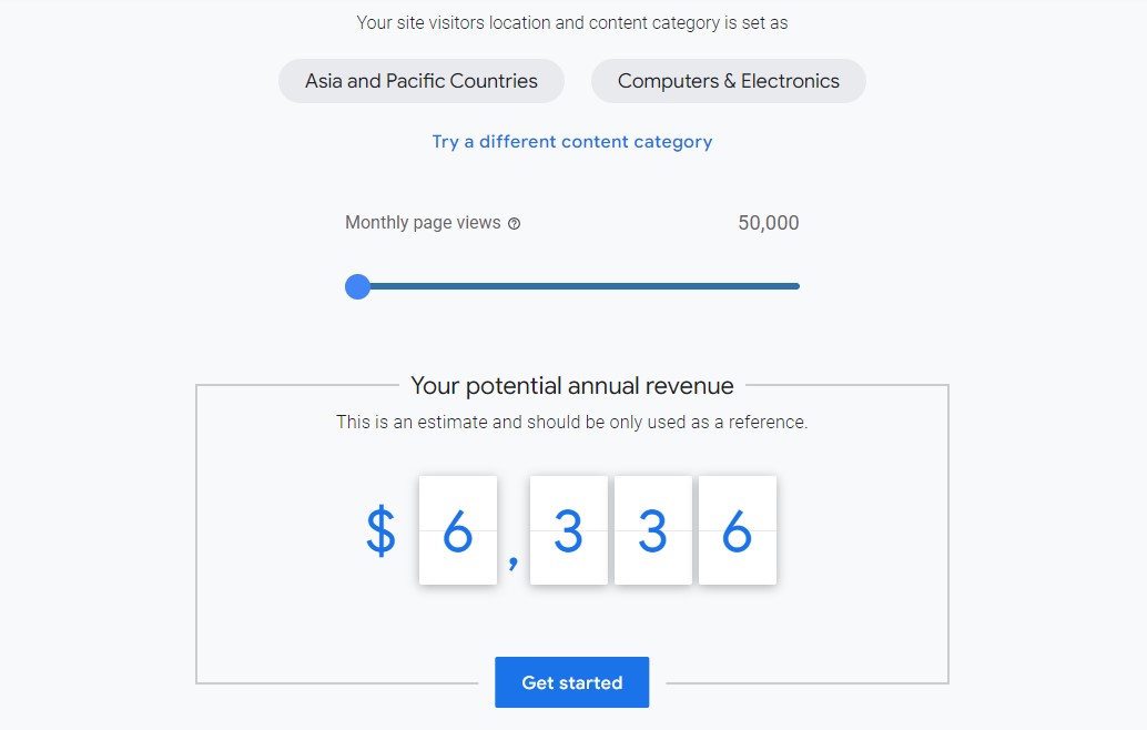 Calculadora de receita do AdSense