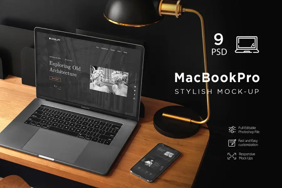 MacBook Pro มีสไตล์ MockUp -