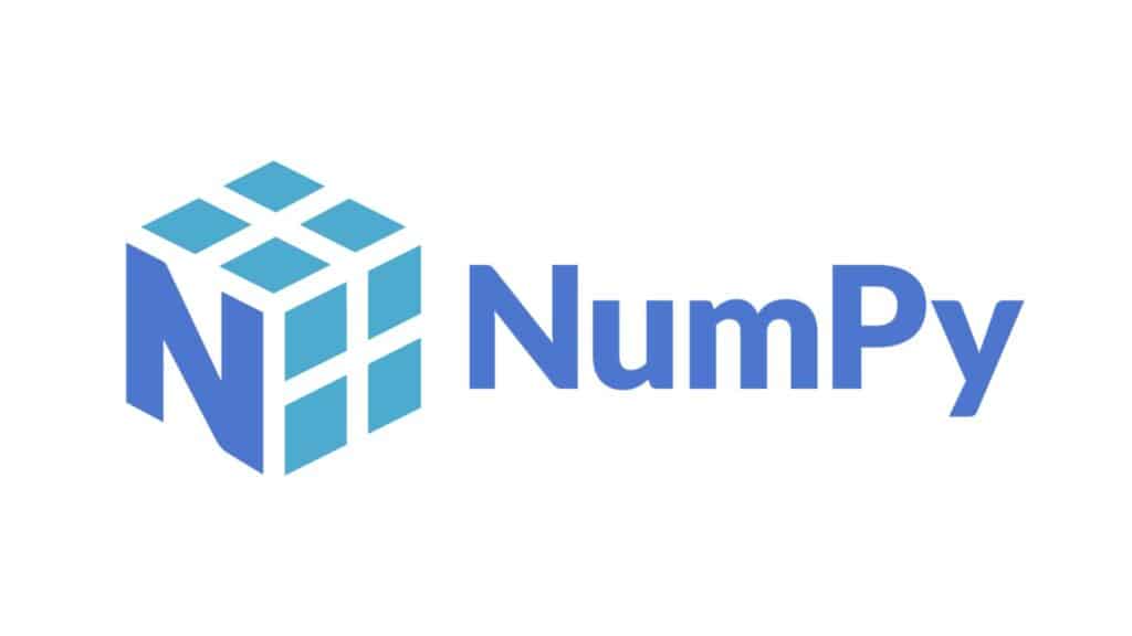 3D küp ve “NumPy” kelimesinden oluşan Numpy logosu.