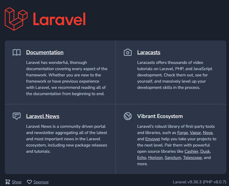 Laravel 网站主页