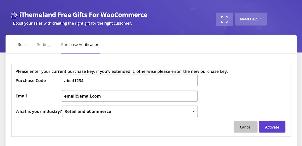 Hadiah Gratis untuk Lisensi Aktivasi WooCommerce