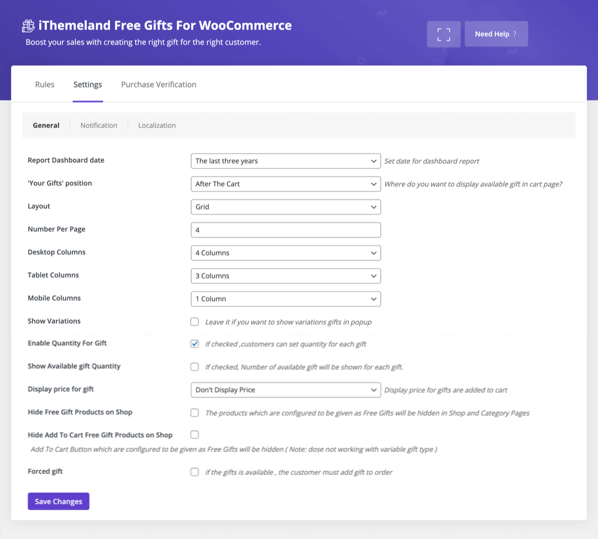 Regali gratuiti per le impostazioni di WooCommerce