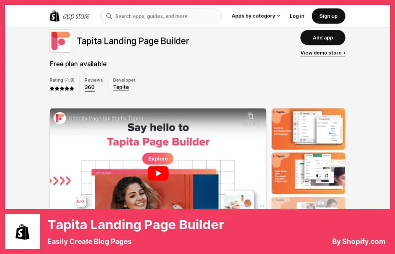 Tapita Landing Page Builder - สร้างหน้าบล็อกได้อย่างง่ายดาย