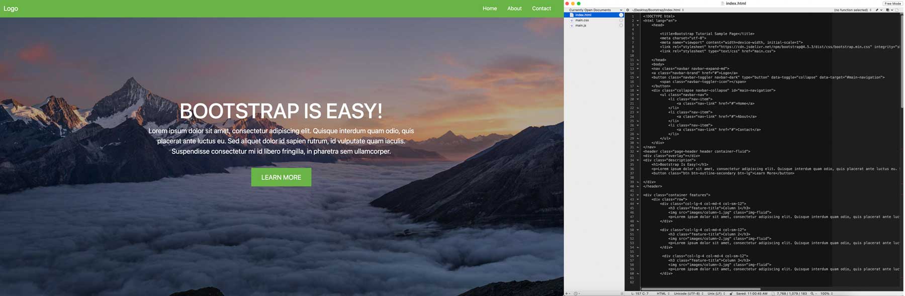 Exemplo de site Bootstrap