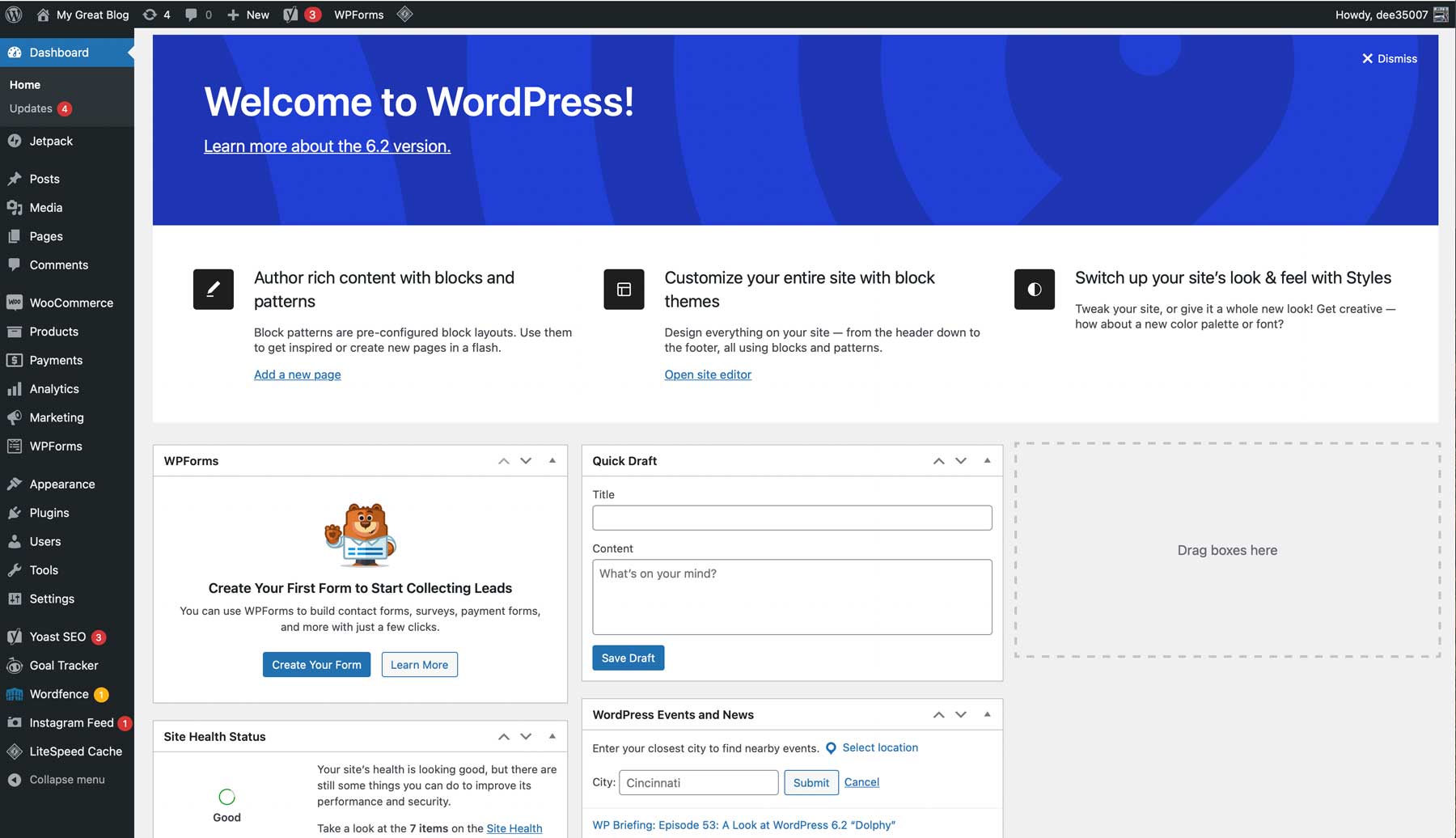 Tablero de WordPress