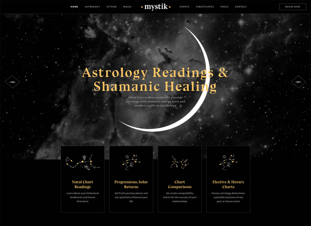 Mistyk | Astrologia i horoskop ezoteryczny Wróżby Motyw WordPress + RTL