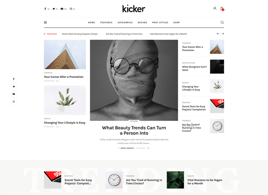 Kicker | Revista blog multifuncțională Tema WordPress + Gutenberg