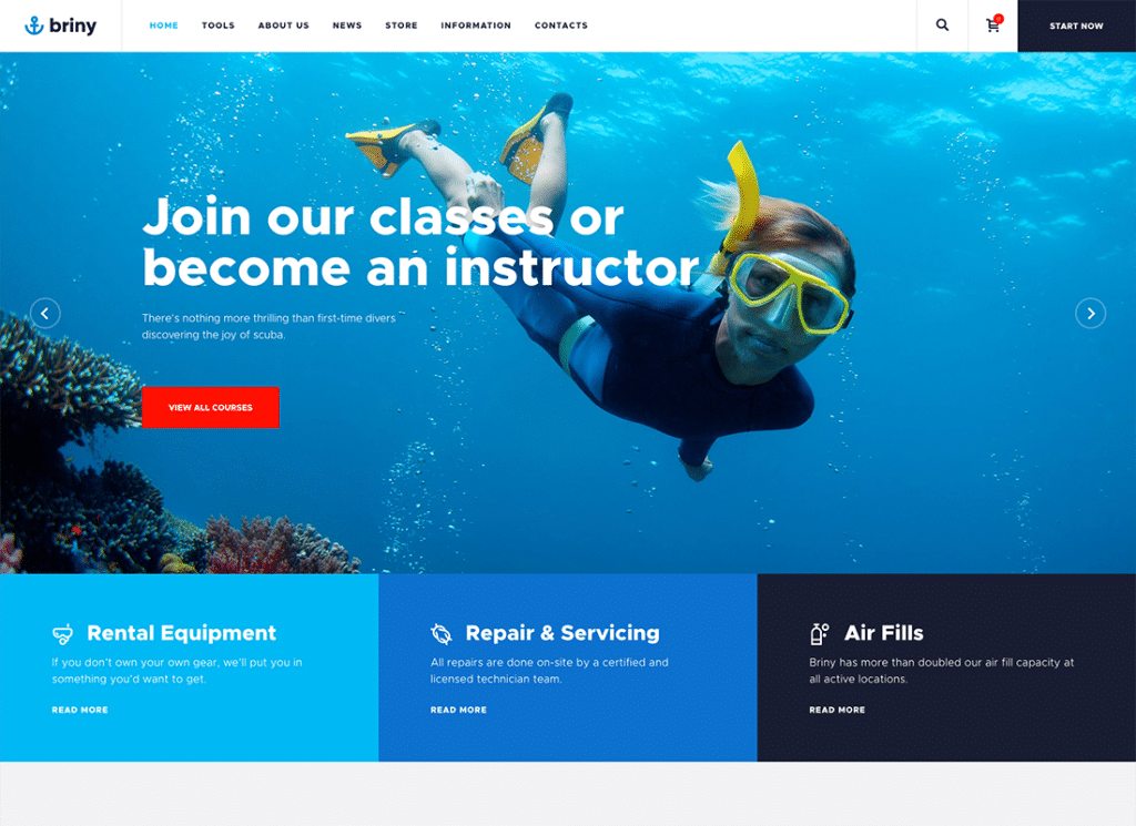 salobre | Tema de WordPress para escuela de buceo y deportes acuáticos + RTL