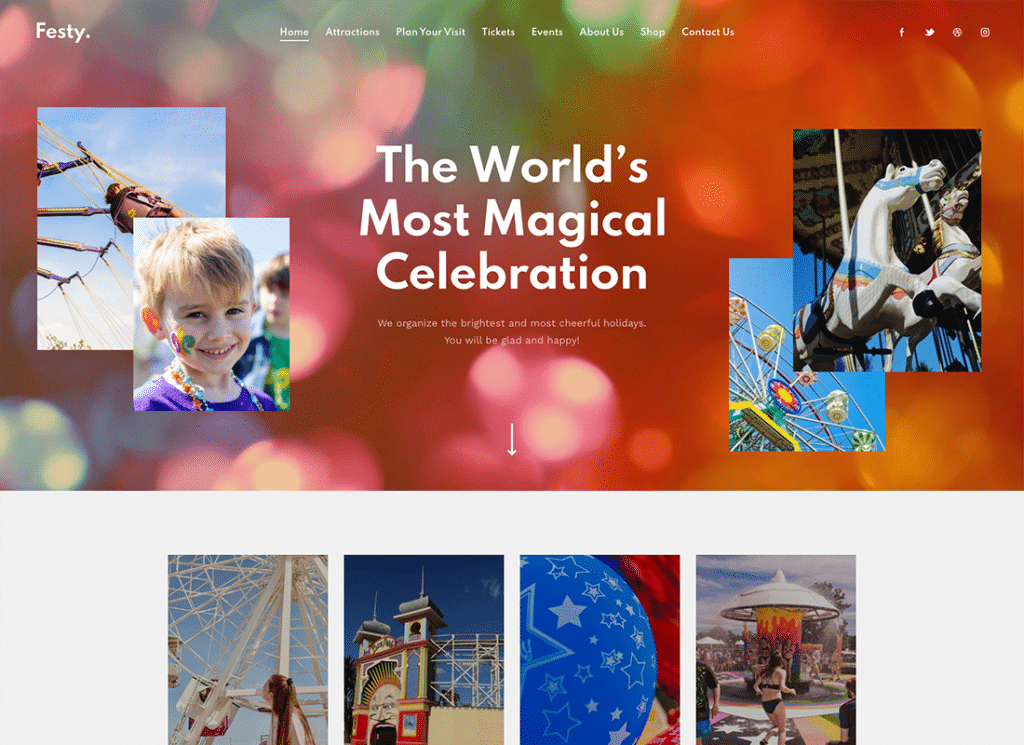 Pesta | Tema Taman Hiburan, Sirkus & Festival WordPress