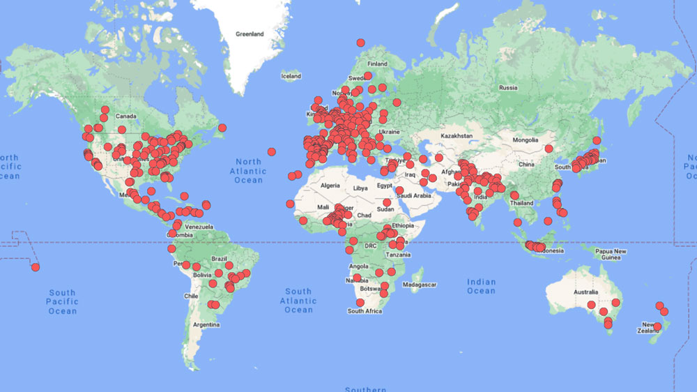 carte des lieux de rencontre wordpress dans le monde