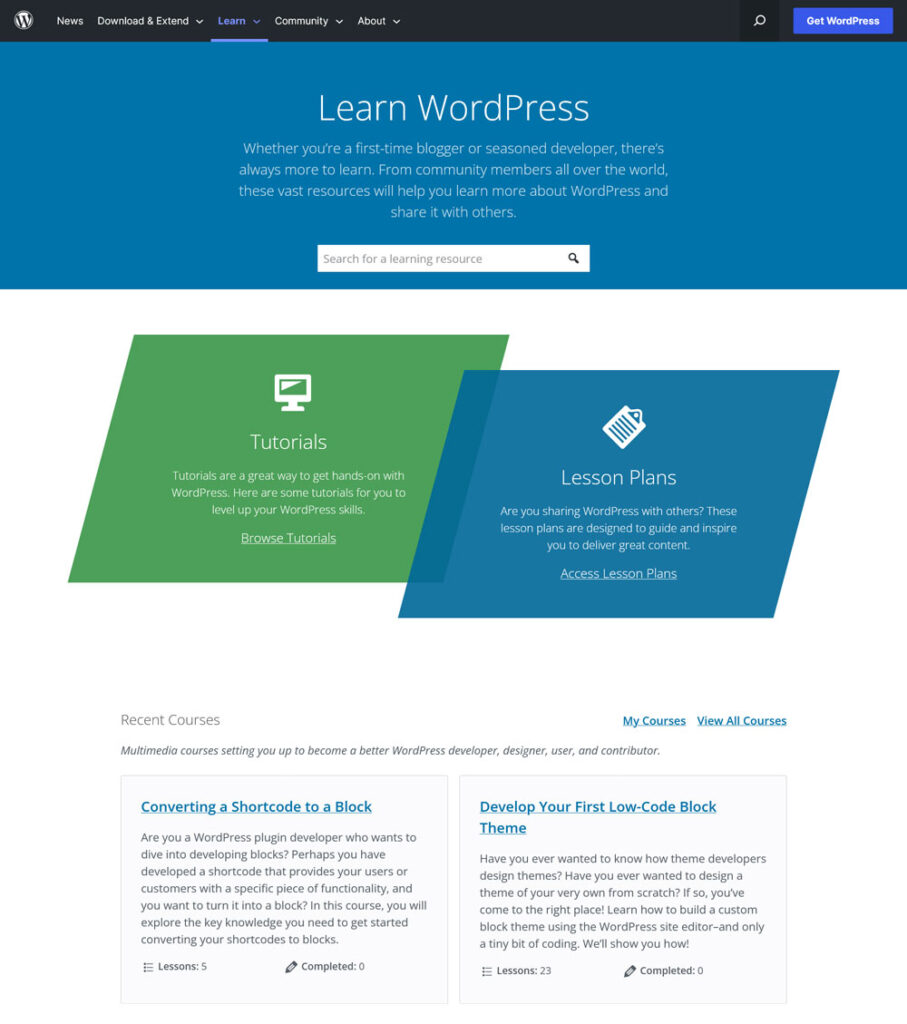 apprendre la section wordpress