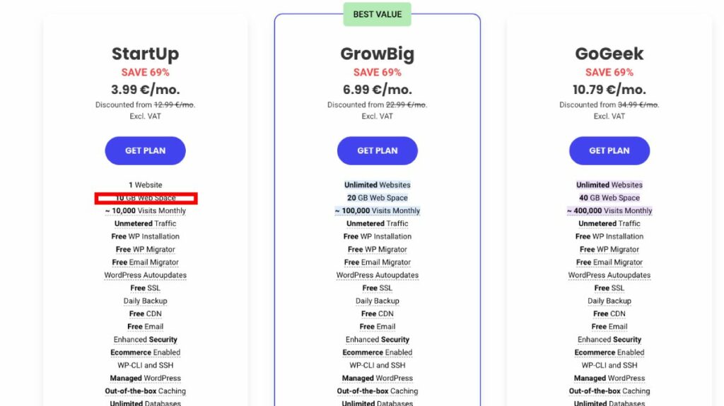 تسعير siteground