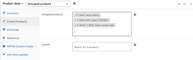 configuration des produits groupés woocommerce