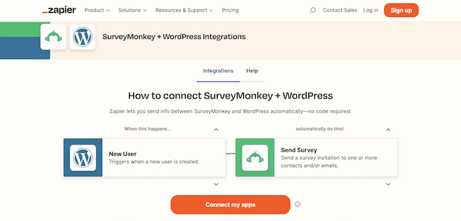 Gunakan Zapier untuk menghubungkan SurveyMonkey dan WordPress