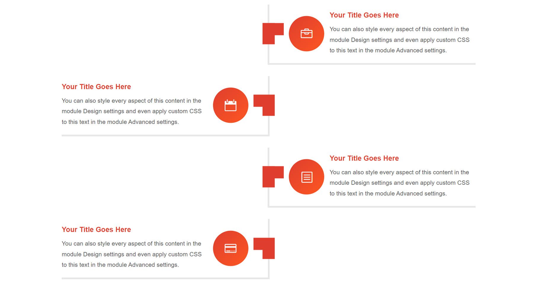 Divi Product Highlight Макеты Divi Timeline Pack Layout 100