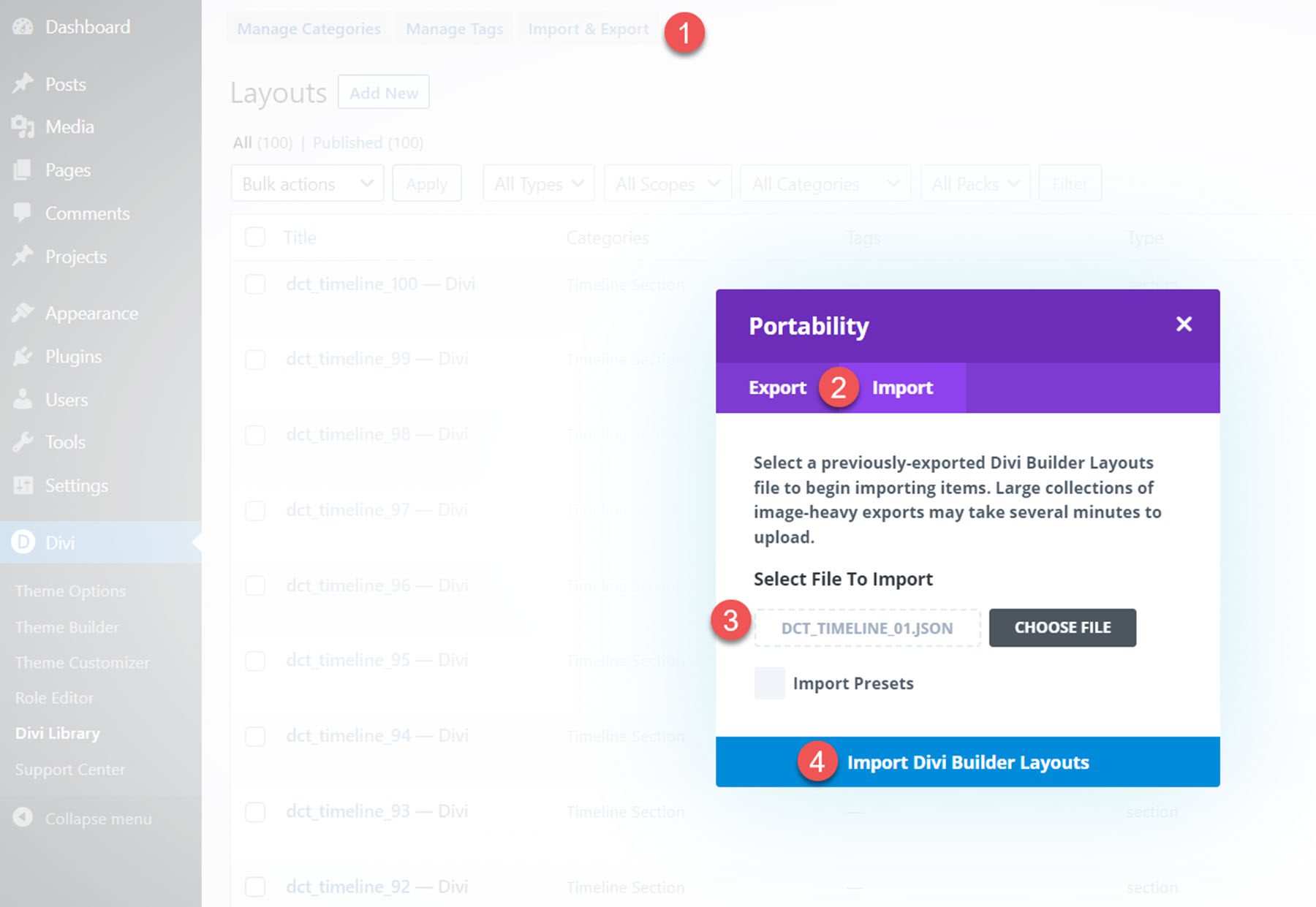 Divi Product Highlight Divi Timeline Layouts Pack Zainstaluj 1