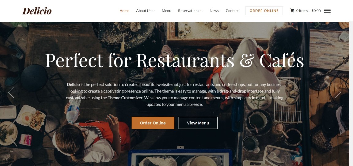 Thème WordPress pour restaurant Delicio