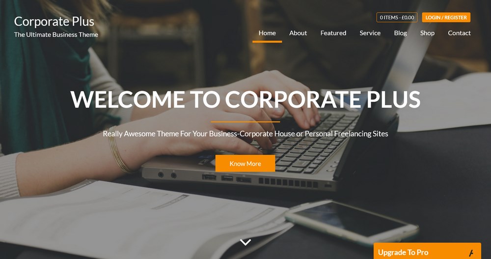 Tema WordPress de o pagină Corporate Plus