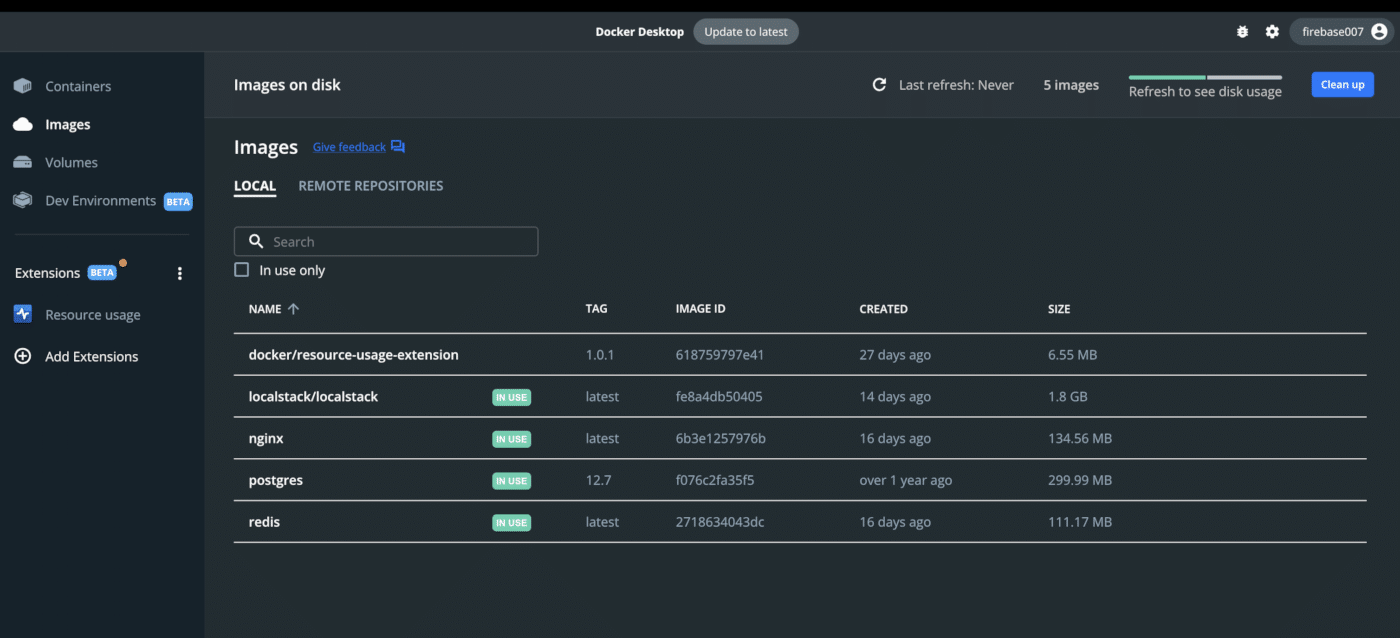 Redis görüntünüzün çalışır durumda olduğunu ve Docker Desktop'tan çalıştığını doğrulayın