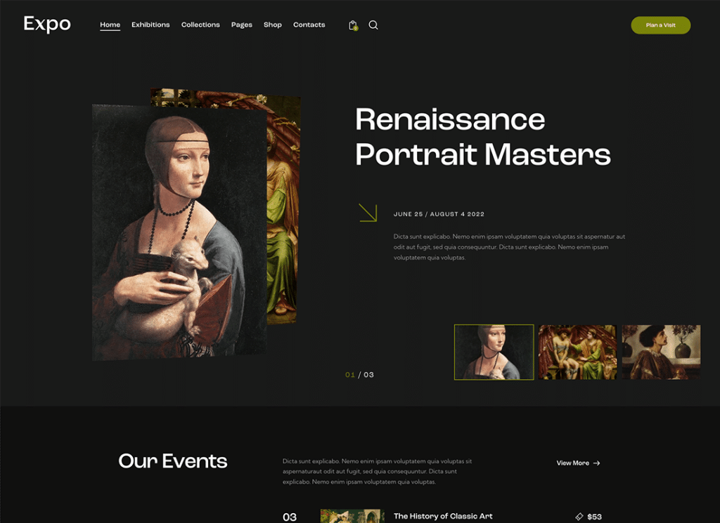 Messe | Moderne Kunst- und Fotografie-Galerie WordPress Theme