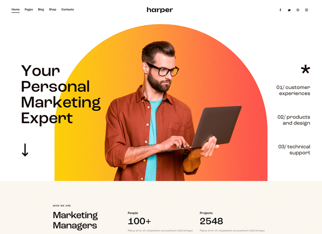 Harper | Texter & Marketingspezialist WordPress Theme