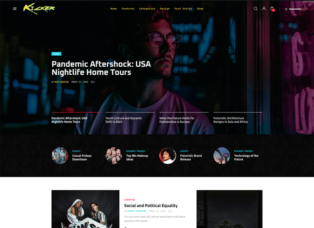 คิกเกอร์ | บล็อกอเนกประสงค์ นิตยสาร WordPress Theme + Gutenberg