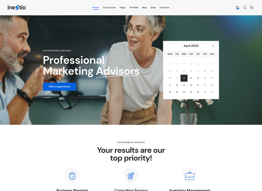 Inestio - ビジネスとクリエイティブの WordPress テーマ